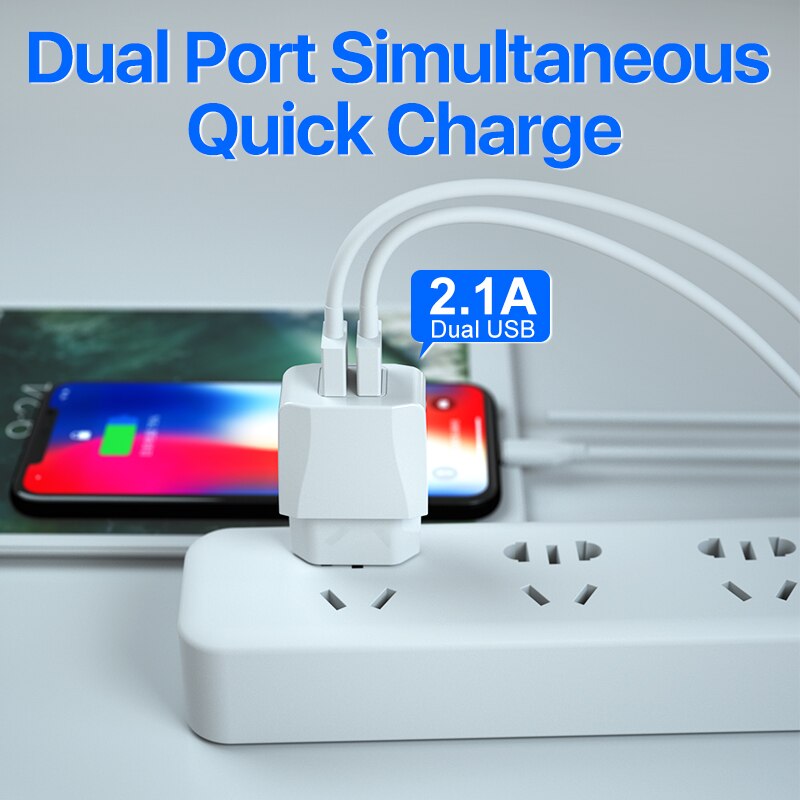 GUSGU Dual USB Charger EU Plug 2.1A Reizen Muur Mobiele Telefoon Adapter 2 Poorten Opladen Voor iPhone Voor Xiaomi Voor samsung S9 S8