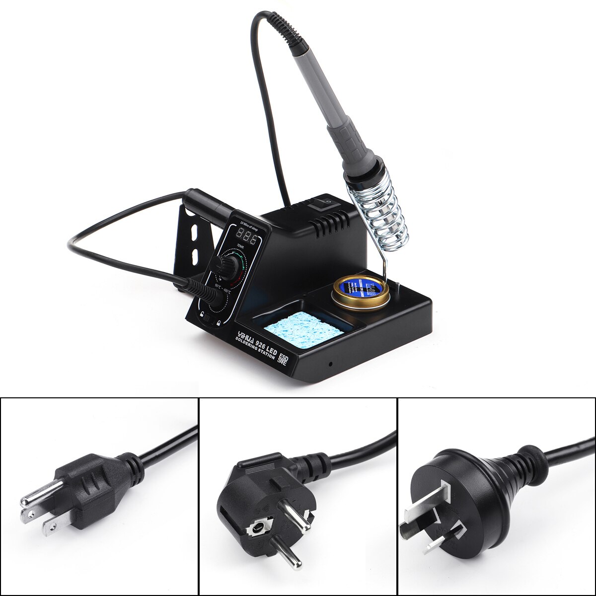 60W Electric Soldering Iron Station Solder Rework 90-480 Celsius Temperature Adjustable Soldering Station Iron with LCD Display