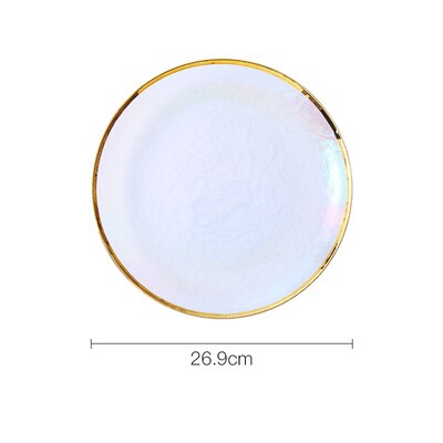 Colorful glass tableware plate Dessert salad bowl Western dish dinner tray fruit plate dinnerware sets plate: 10.5inches plate