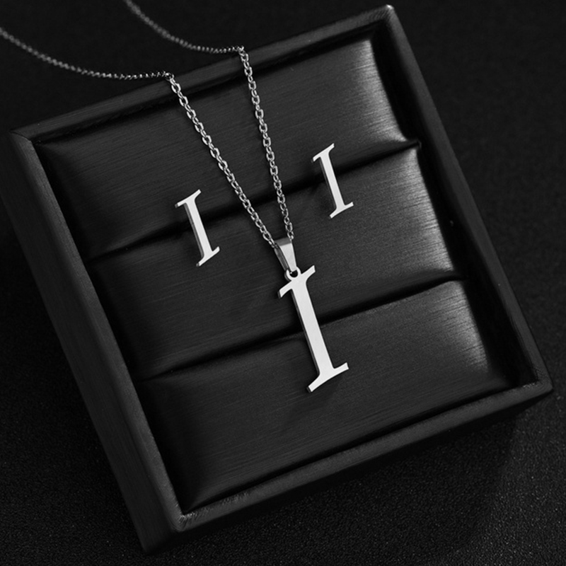 Edelstahl A-Z Alphabet Initial Halskette 26 Englisch Buchstaben Ohrringe Halskette Für Frauen einstellen Personalisieren Schmuck