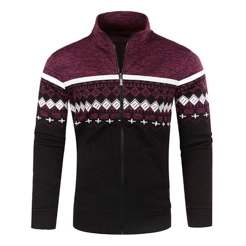 Nuevos suéteres para hombre, chaquetas, abrigos cálidos de otoño e invierno, sudaderas holgadas con cremallera, Top estampado de cuello alto: XXL / Castaño