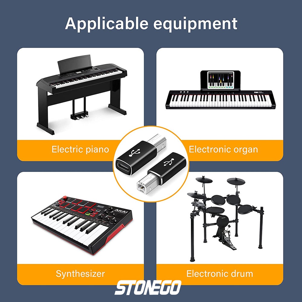 STONEGO Multifunktionaler Typ-C-zu-USB-Konverter aus Aluminiumlegierung für elektronisches Musikinstrument, Laptop, Drucker