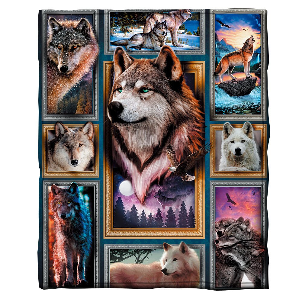 Wolf 3d bedrukte fleece deken bedden wandelen picknick dikke modieuze sprei sherpa deken 05: 1 / Kind 70( uur )110( weken)