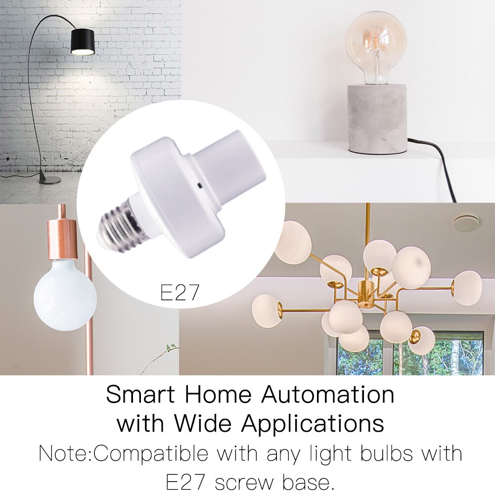 Smart pære adapter lampeholder base wifi wifi smart life / tuya trådløs stemmestyring med alexa google home  e27 e26 85-265v