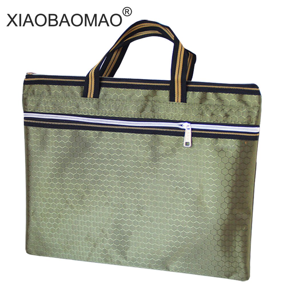 Large capacity file organizer A4 document bag zipper bag office school paper file folder: ArmyGreen