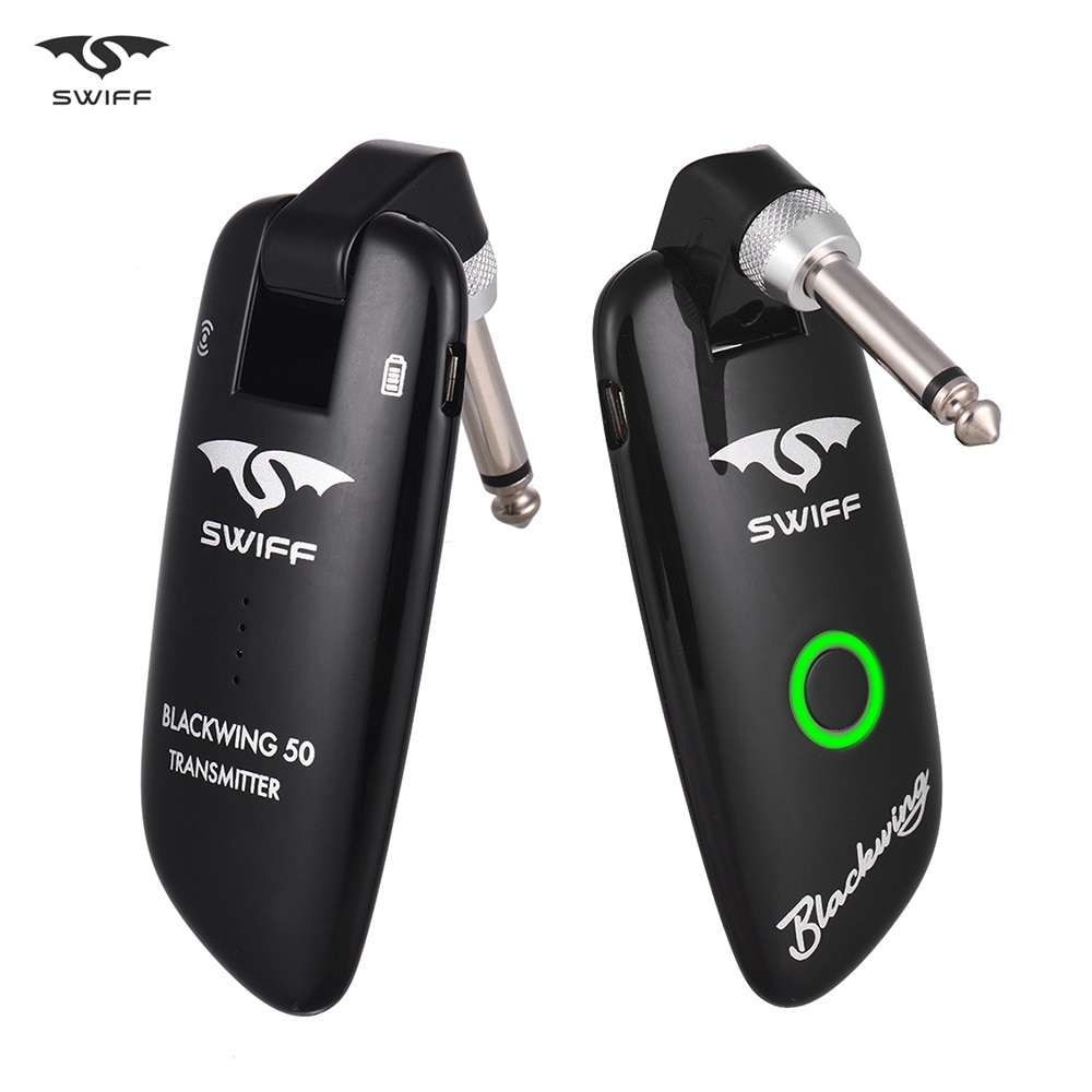 SWIFF WS-50 UHF Digital Guitar Wireless System (Transmitter + Receiver) 50M Transmission Range Built-in Rechargeable Battery