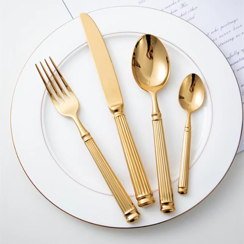 Europe Silver Luxury Cutlery Set 18/10 Stainless Steel Creativity Roman Column Flatware 304