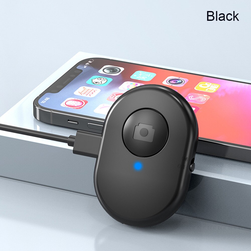 Bluetooth-Compatibele Afstandsbediening Shutter Oplaadbare Camera Telefoon Selfie Stok Afstandsbediening Sluiter Voor Ios Android Iphone: Black