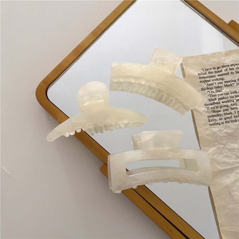 Ensfarvet klo klip stor barrette krabbe hår kløer badeklip hestehale klip til kvinder piger hår tilbehør