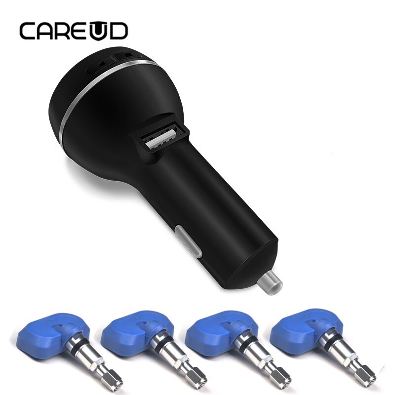 Careud  d580 bil tpms däcktryck och temperaturövervakningssystem med usb-uttag 4 interna sensorer