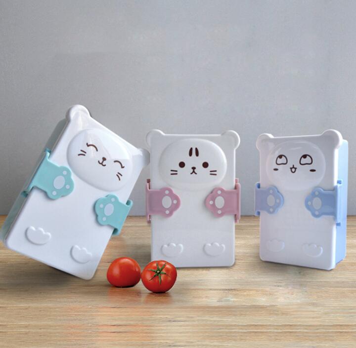 TECHOME Cartoon Cat Lunch Box for Kid Student Child Office Plastic Lunch Box Couple Love Lunch Box Food Container