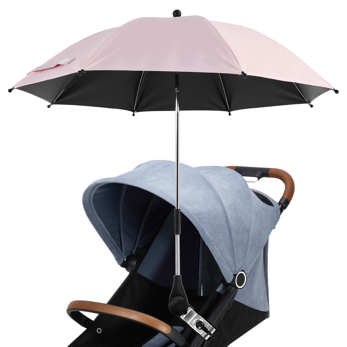 Strandkorb Regenschirm UV-Schutz Kinderwagen Regenschirm 360 ° verstellbarer Stuhl Sonnenschirm mit Klemme Sonne Regenschutz und wind dicht