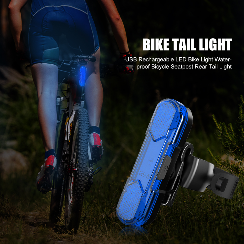 1-5 stk. cykelbaglygte usb genopladelig rød/blå/hvid led cykelsadelpind baglygte til natkørsel sikkerhedsadvarselslys