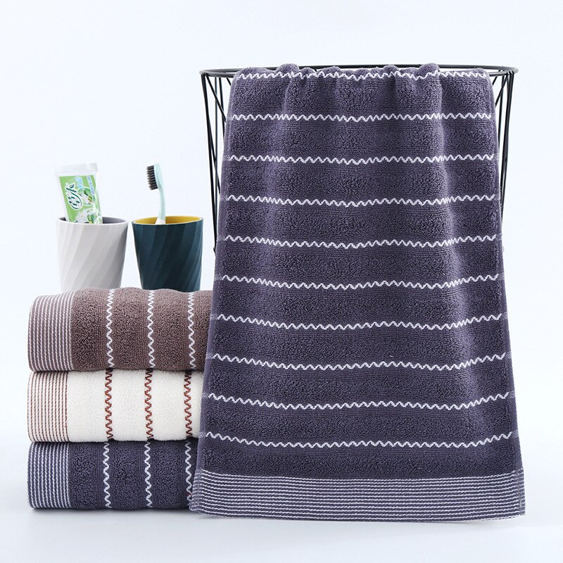 1/2/3pcs/set Bath Towel Adult Thickening Strong Absorbent Bath Towels Cotton Household Men Women Couple Big Towels Beach Towel: 34x74cm Blue 2pcs
