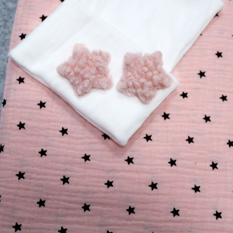 0-3 Maand Nebworn Baby Dekens Hoed Set Zachte Baby Meisjes Ontvangen Inbakeren Deken Mousseline Katoen Stof 4 Layer
