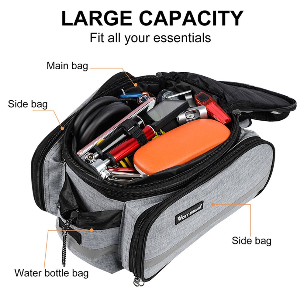 WEST BIKING Bicycle Bags Large Capacity Waterproof Cycling Bag Mountain Bike Saddle Rack Trunk Bags Luggage Carrier Bike Bag