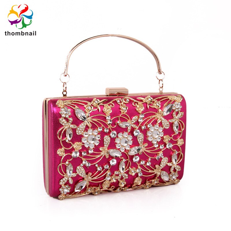 Lustige Tasche Frauen Kristall Diamant Kupplung Abend Taschen Damen Cocktail Party Geldbörsen Handtaschen Hochzeit Luxus Tasche: Fuchsie