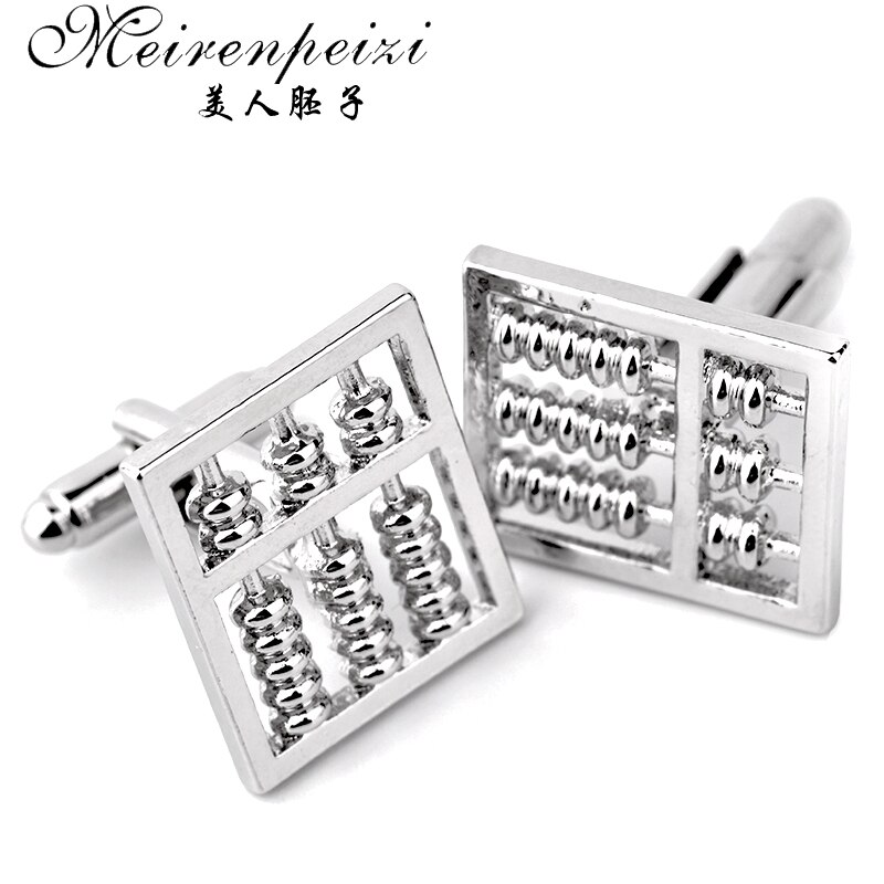 Funny Tool Cufflinks Silver Color Arithmetic Abacus Cufflink For Men Business Suit Cuff Button