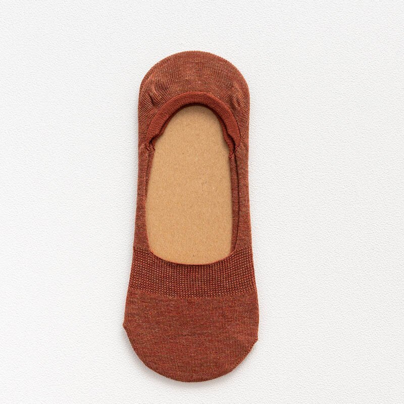 Meias curtas para mulheres, 5 pares/lote algodão meia-chinelo invisível antiderrapante engraçadas meias brancas: wine red