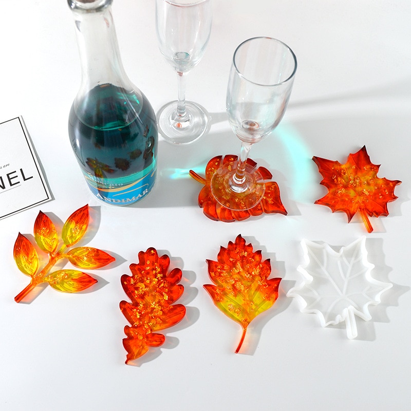 Leaf coaster resin mold DIY handmade crystal glue mold silicone wine rack maple leaf coaster silicone mold