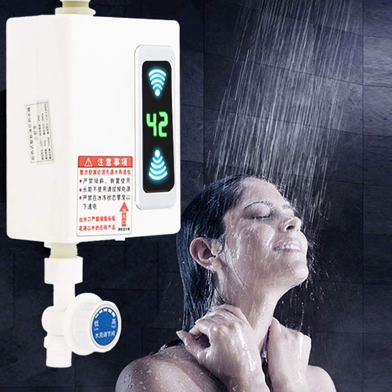 Bathroom Instant Water Heater with Shower Head Home Shower Water Heaters LCD Digital Temperature Display 3-second Fast Heat