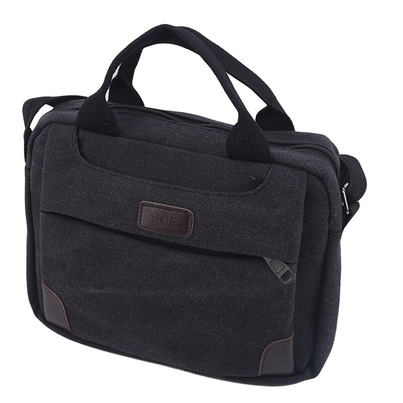 Bolso de lona ligero para hombre, bandolera informal, impermeable, Bolso de hombro de negocios para hombre: black