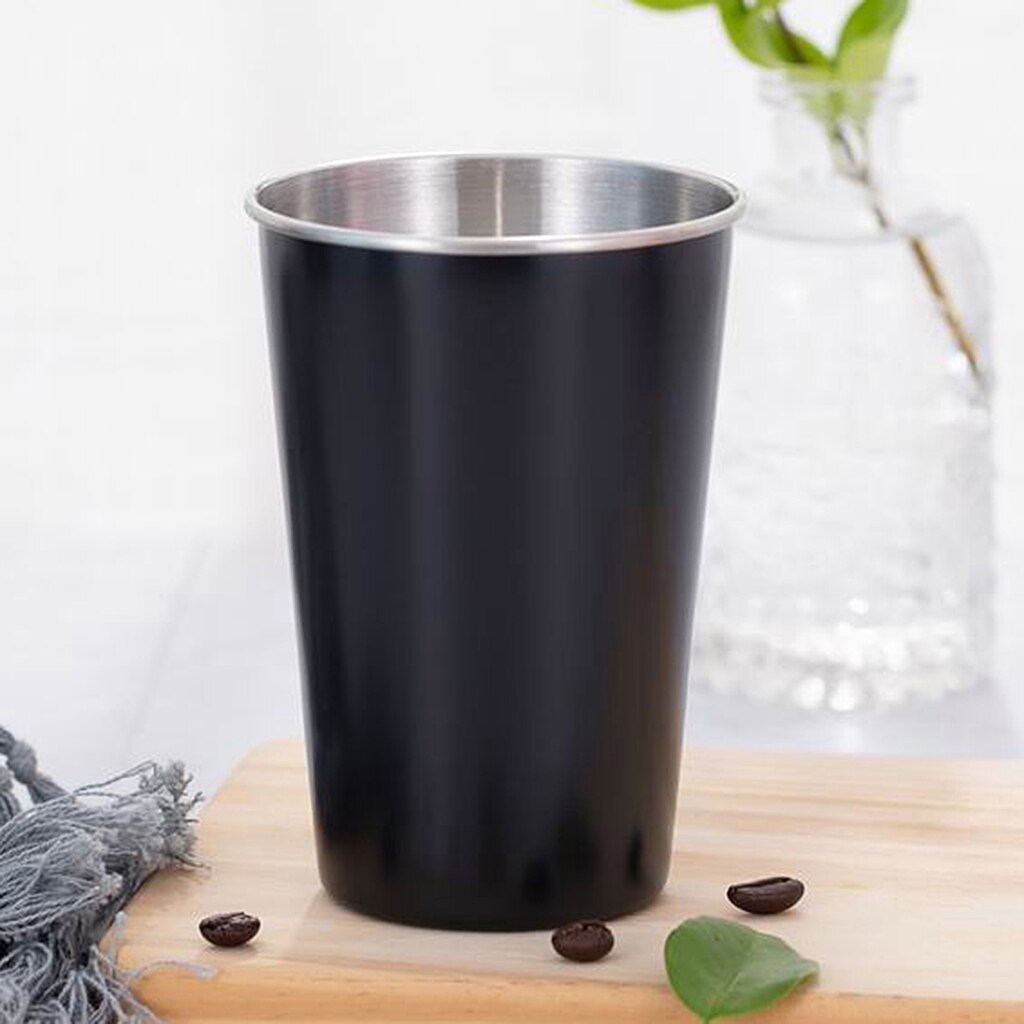 500ML Beer Mug Ice Cold Coffee Beverage Cup Reusable for Bar Home Restaurant Coffee Beer Mugs Stainless Steel Tumbler Cup: Style E