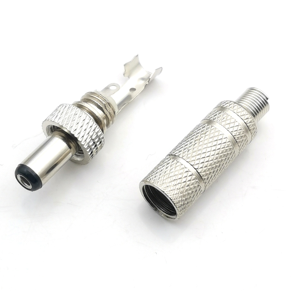 5 uds 5,5x2,5mm 5,5x2,1mm DC 12V conector de alimentación macho enchufe hembra adaptador de conector de Metal con bloqueo de rosca 5,5*2,1 5,5*2,5