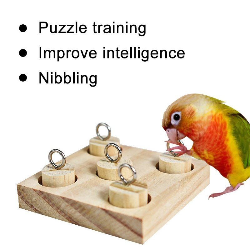 Drewniane zabawki dla ptaków zabawki dla papug zwierzęta edukacyjne zabawki dla papug interaktywne szkolenia zabawki z klocków platforma plastikowy pierścień artykuły dla ptaków