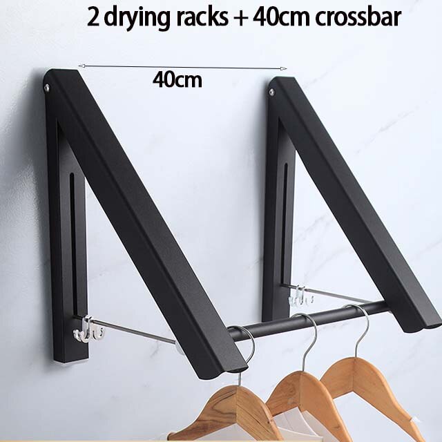Porte-linge mural en aluminium, support de séchage rétractable pour vêtements, gain de place à l'intérieur et à l'extérieur, corde à linge pour la maison: 2 drying racks-40-B