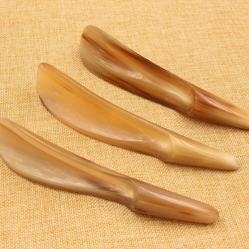 1pcs White yak ox horn Gua Sha plate Facial Scrapping Massage board natural acupuncture point massager face body beauty massager