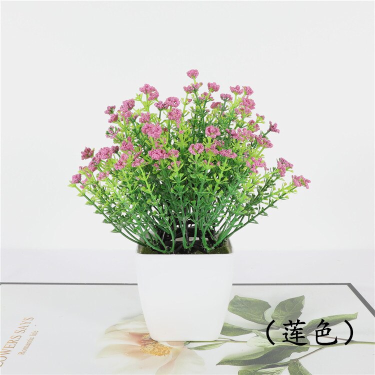 1pc Artificial Flower Bonsai Small Simulated Tree Plants Table Desktop Potted Ornaments Home Hotel Garden Decorate Plants: pink purple