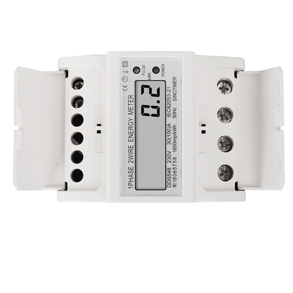 Overload 30-100A AC 230V Single Phase 2 Wire Digital Wattmeter Electricity Cost Measuring Meter DIN Rail Mount