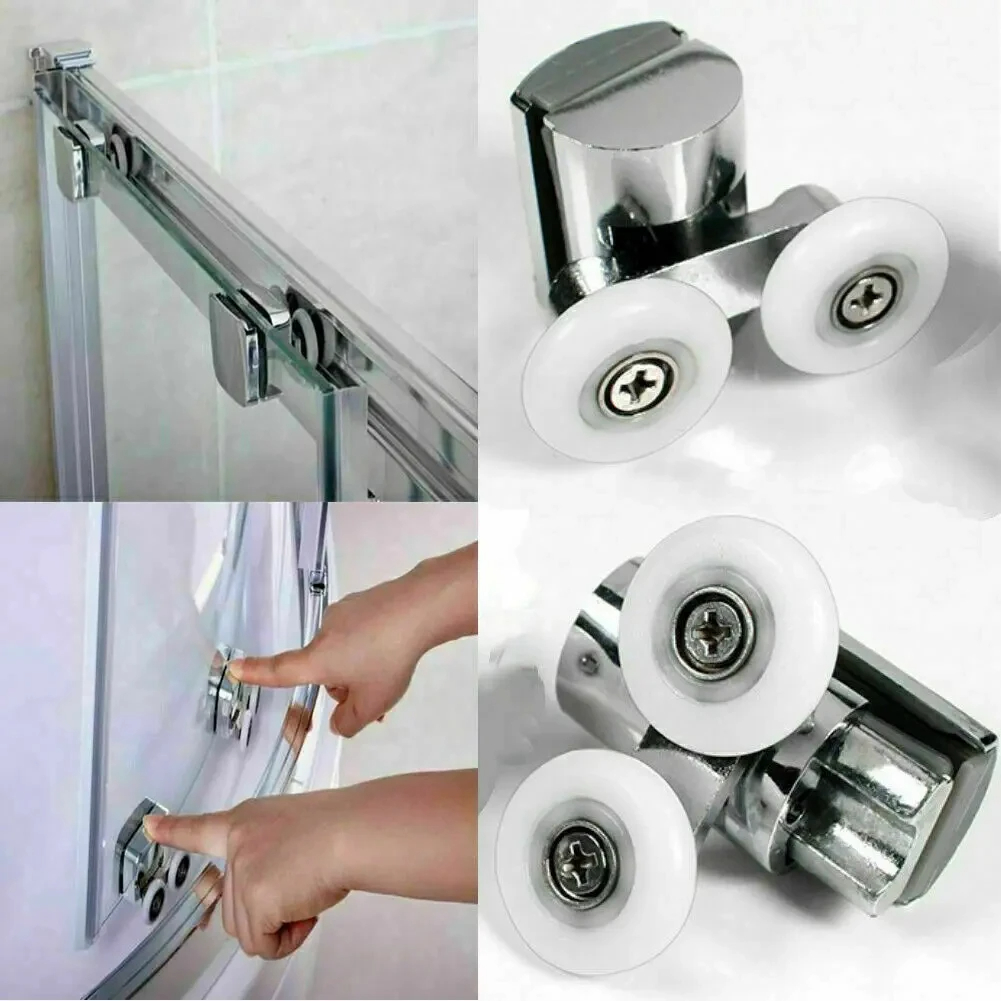 4 Stuks Douchescherm Deurrollen Zink Legering Lopers Wielen Twin Top Vervanging Douchedeur Rollers Wielloper Katrollen