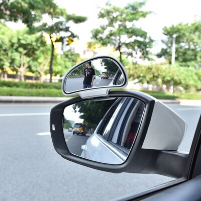 YASOKRO miroir de voiture 360 degrés réglable grand Angle rétroviseurs latéraux Angle mort Snap way pour parking rétroviseur auxiliaire: Silver-Left