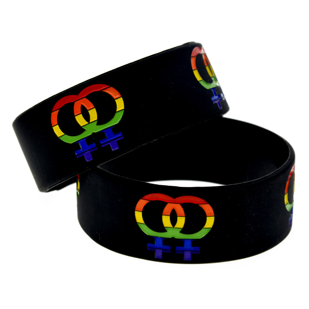 Obh 25Pcs Gay Pride Vrouwelijke Geslacht Symbool Silicone Rubber Armband Een Inch Breed