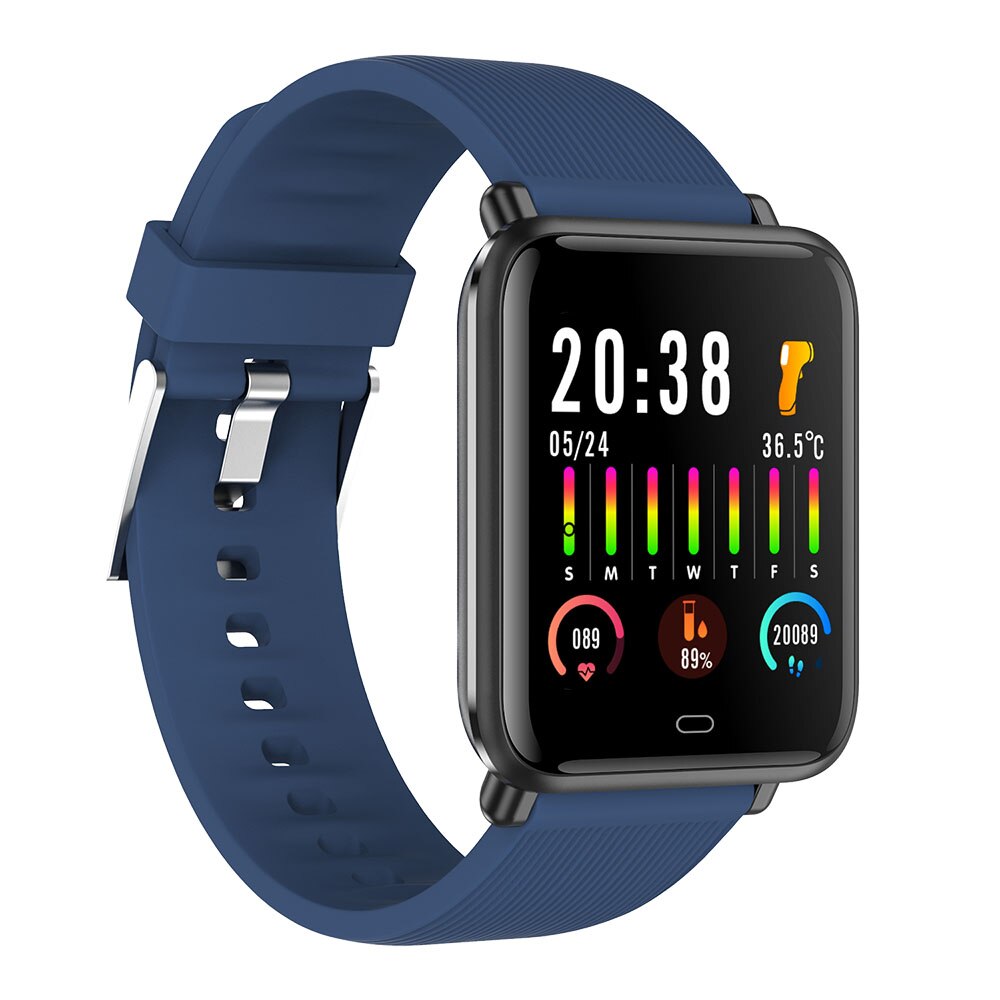 Imsoi  q9t 1.3 inch smartwatch temperatuurhorloges bloed zuurstof hartslag bloeddrukmeter fitness tracker smartwatch: Blauw