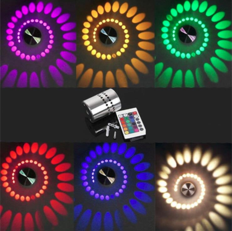 Modern 3W RGB LED Wall Lights AC85-265V Spiral Sconce Ceiling Lighting Fixtures fit for Indoor Home Aisle Foyer Bedroom Bedsides