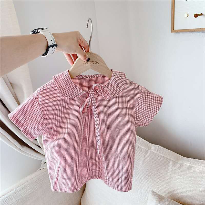 Kinderkleding Zomer Meisjes Koreaanse Zomer Jurk Kleine Revers Tether Korte Mouw