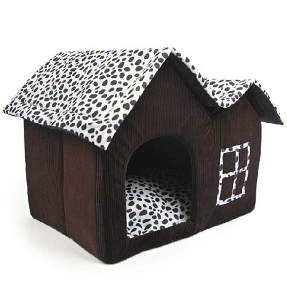 Tfbc-luxury high-end double pet house ruskea koirahuone 55 x 40 x 42 cm