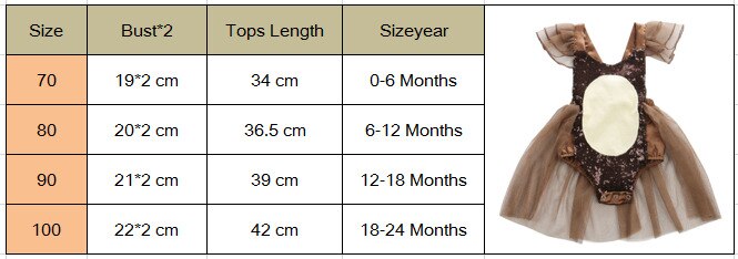 Newborn Baby Girl Shiny Romper Brown Bodysuit Jumpsuit Outfit Tutu Mesh Kids Clothes 0-24M