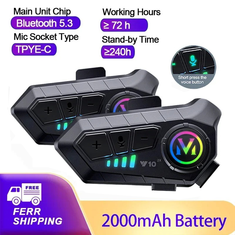 Motorrad Helm Intercom Bluetooth Headset Wasserdichte Drahtlose Freisprecheinrichtung Interphone Helm Lautsprecher Kopfhörer Kopfhörer