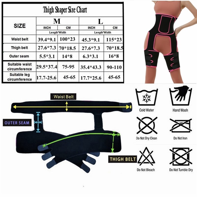Recortador de muslo de cintura alta 3 en 1 y levantador de glúteos neopreno rutina ejercicios para adelgazar cinturón de bolsillo mujeres entrenador de cintura pérdida de peso pierna Shaper