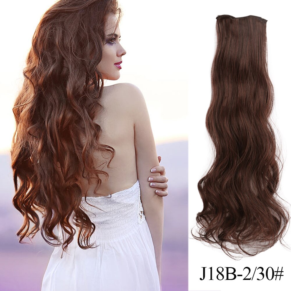 LVHAN 2 Clip In Hair Extensions Synthetic Long Wavy Clip On High Temperature Fiber Hair Extensions: J18B2-30 / 20inches