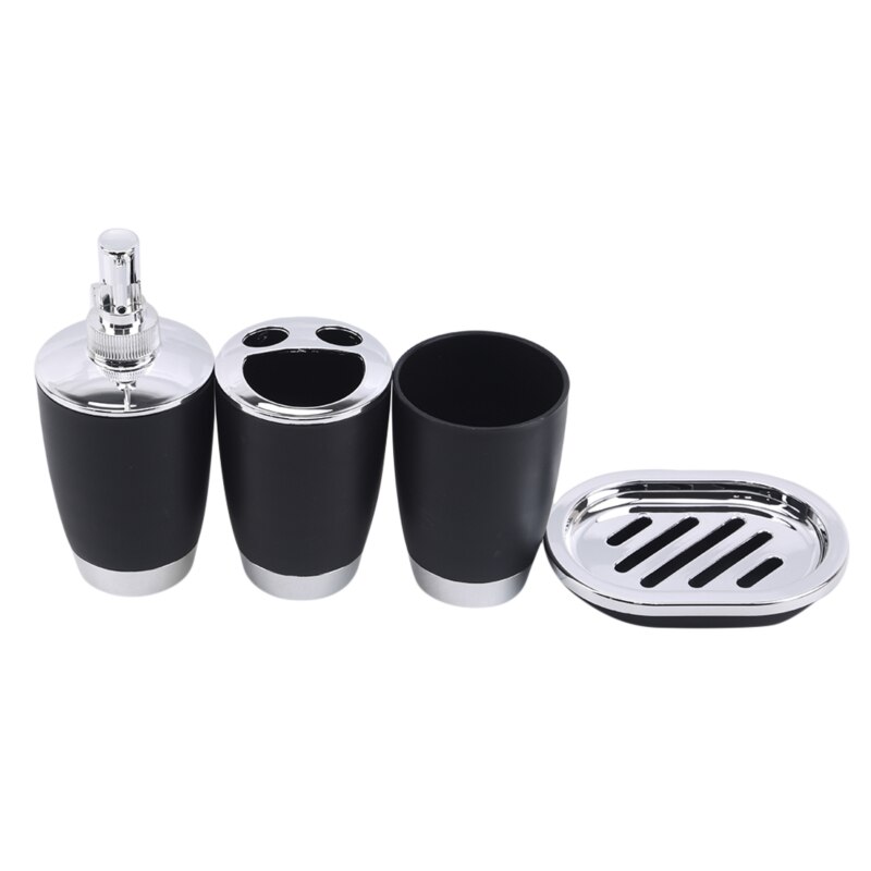 Ensemble de salle de bain Couple bain de bouche tasse plateau en plastique bain de bouche tasse savon porte-brosse à dents ensemble d'accessoires de salle de bain: black