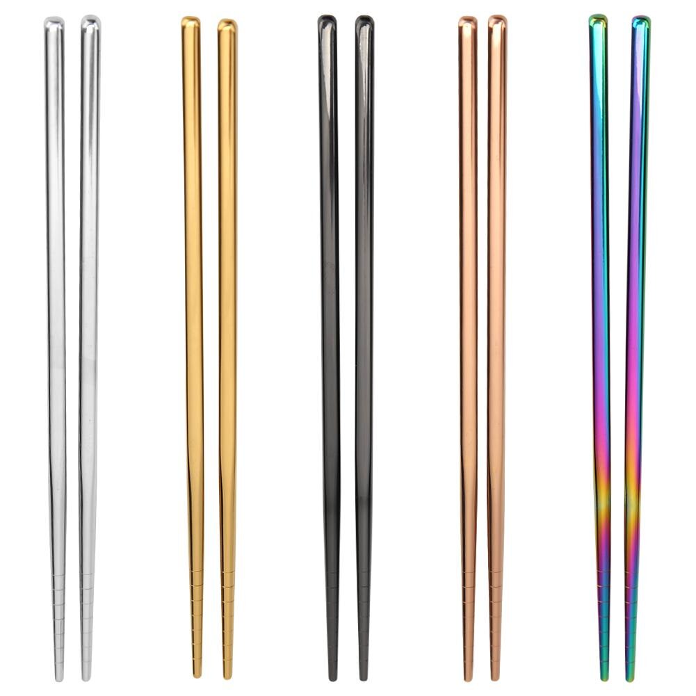Palillos de acero inoxidable antideslizantes, palillos chinos portátiles para comida, vajilla de 21cm, utensilios de cocina, 1 par