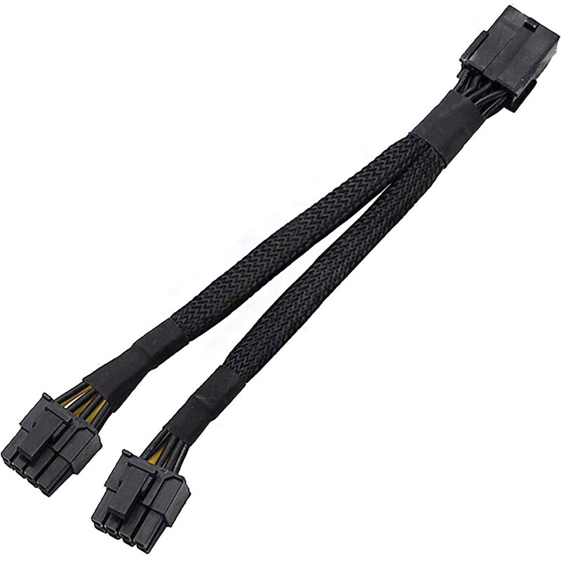 Gpu pcie 8- pins hun til dobbel 2x 8- pins  (6+2)  hann pci express strømadapter flettet y-splitter forlengelseskabel ,20cm: Stil 2