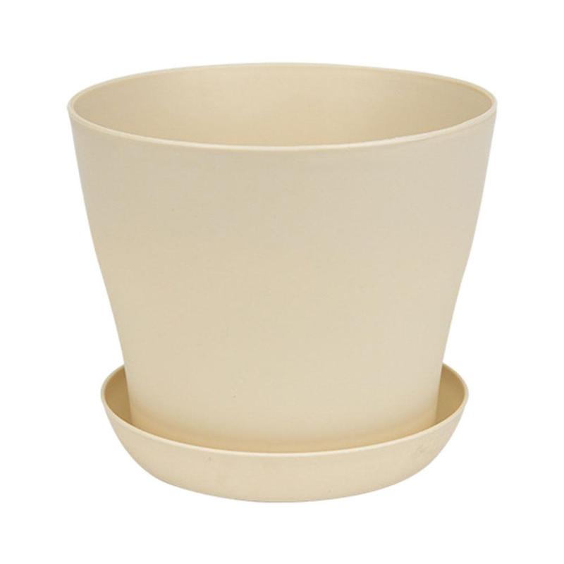 1pc Flower Pot Colorful Durable Resin Plant Flower Pot Tray Planter Garden Home Saucer Decoration Holes with Gloss a Draina S3E2: beige