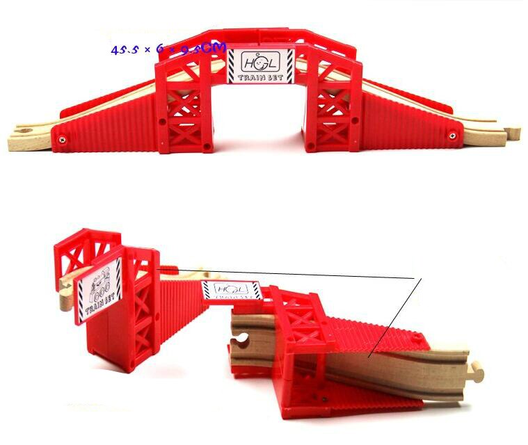 Tutti i Tipi Di Legno di Plastica Ponte Treno Magnetico Di Legno di Faggio Accessori Fit Ferrovia In Legno Biro Tracce di Legno Thom come giocattolo: Red BRIDGE