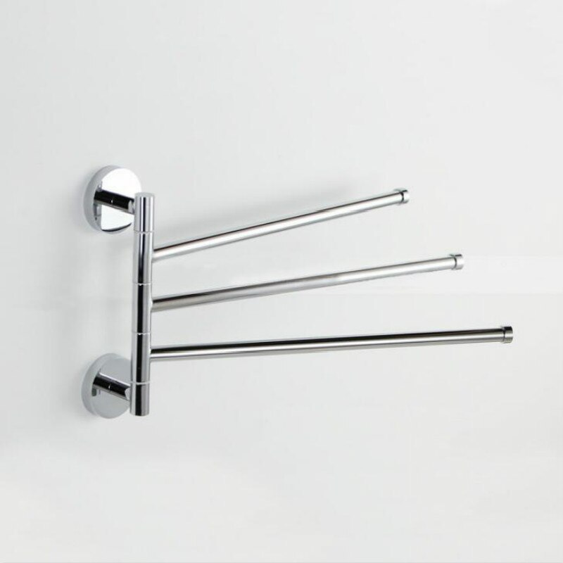 Stainless Steel Activity Towel Bar/Tripod Punch-free Rotating Swivel Towel Rack Hair Dryer Holder Bathroom Accessories pf0822: 3towel bars